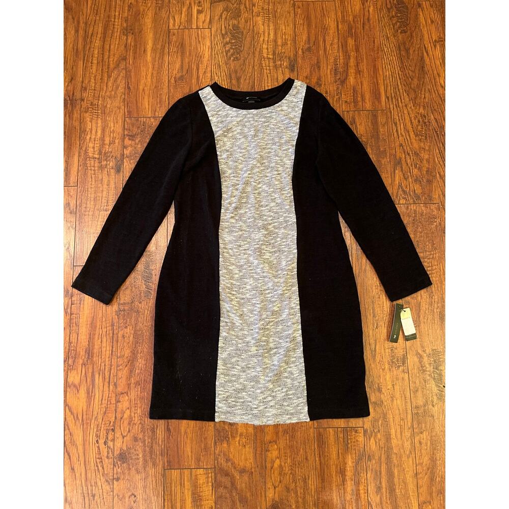 NEW AB Studio Women’s Black & Gray Knee-Length Sweater Dress, Size 16